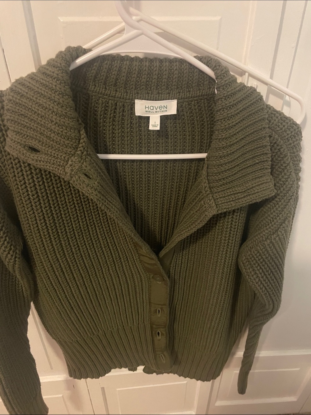 Haven Olive Ribbed Button-Front Cardigan